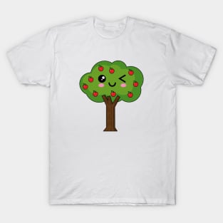 Kawaii Happy Winking Apple Tree T-Shirt